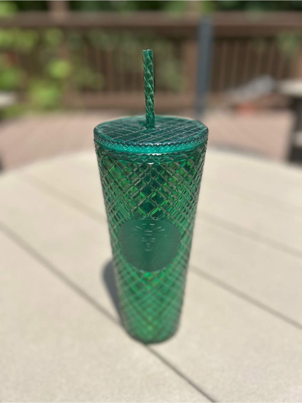 Starbucks Green Textured Cold Cup Tumbler with Lid & Straw 24oz